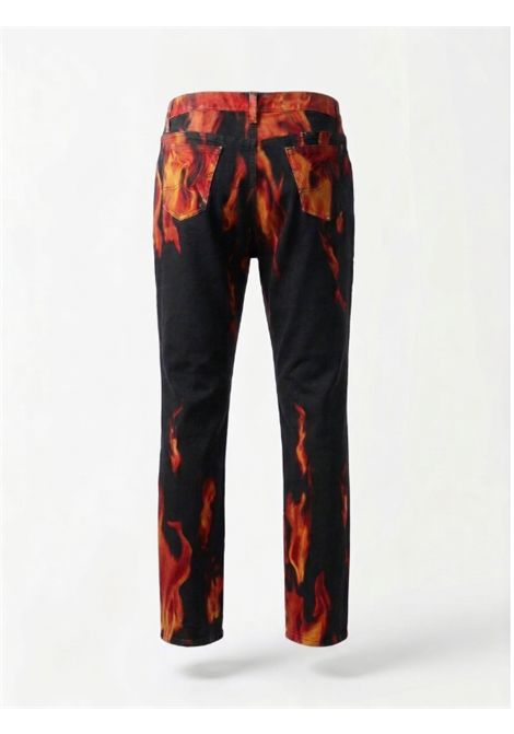 Jeans Vintage Angelo Marani Denim Nero con Stampa Fiamme e Strass Rossi ANGELO MARANI | A5.7729.202020